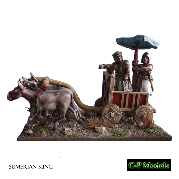 Sumerian king in battle car painted